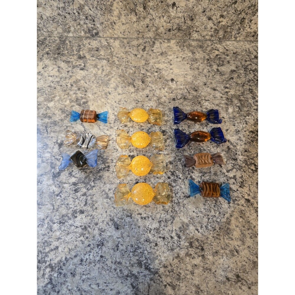Murano Art Glass Candy Lot of 11 Hand Blown Wrapped Sweets Colorful Decor